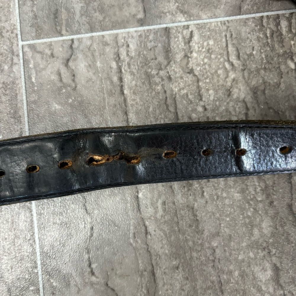 Vtg Tony Lama State of Texas Brass Buckle Western Leather Belt Concho 48” Aztec - Picture 7 of 14